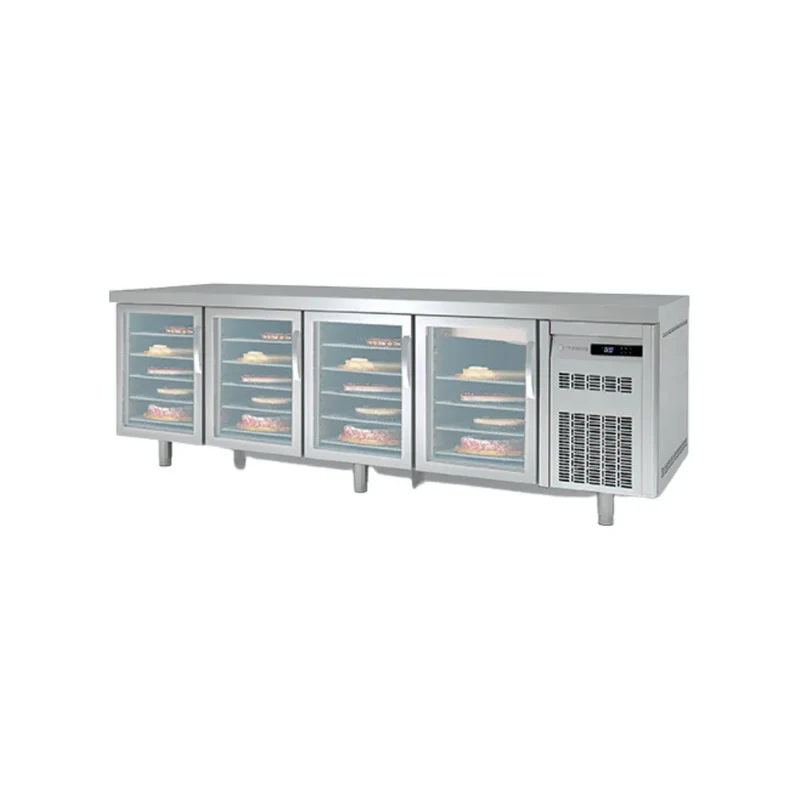 Meuble pâtissier 800 réfrigérée positive -2/+8°C gamme TOP - 4 portes vitrées -2545x800x850mm