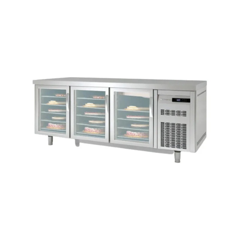 Meuble pâtissier 800 réfrigérée négative -15/-20°C gamme TOP - 3 portes vitrées -2020x800x850mm