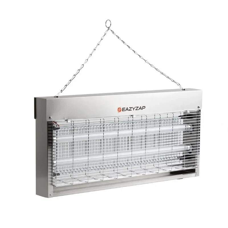 Eazyzap destructeur d’insectes LED 150 m² 20 W, acier inoxydable brossé, économe en énergie