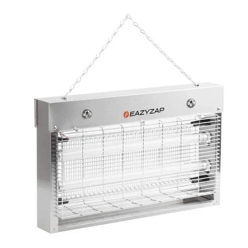 Eazyzap destructeur d’insectes LED 100 m² 14 W, acier inoxydable brossé, écoénergétique