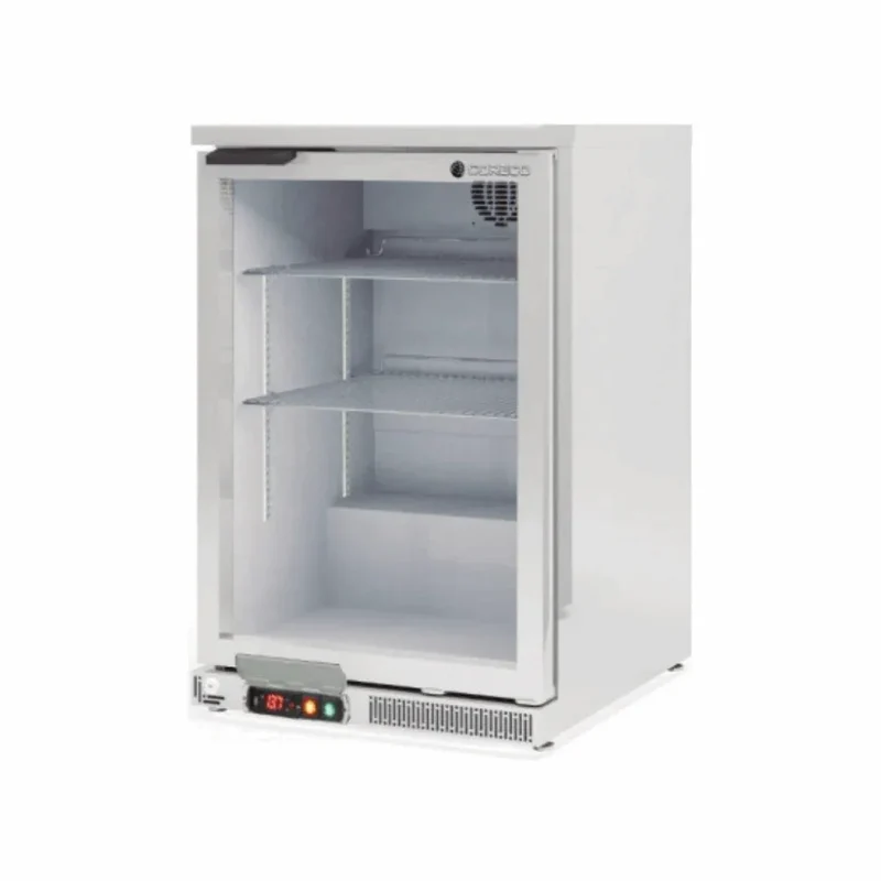Arrière bar en inox 1 porte vitrée battante +2/+8°C
