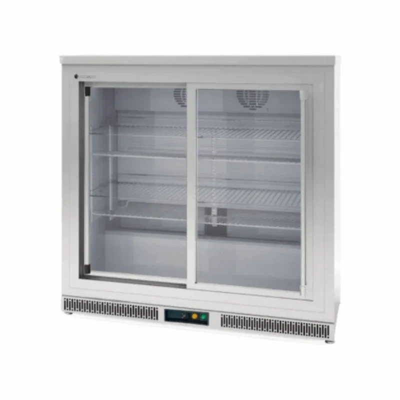 Arrière bar en inox 2 portes vitrées coulissantes +2/+8°C