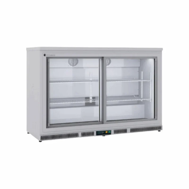 Arrière bar en inox 3 portes vitrées coulissantes +2/+8°C