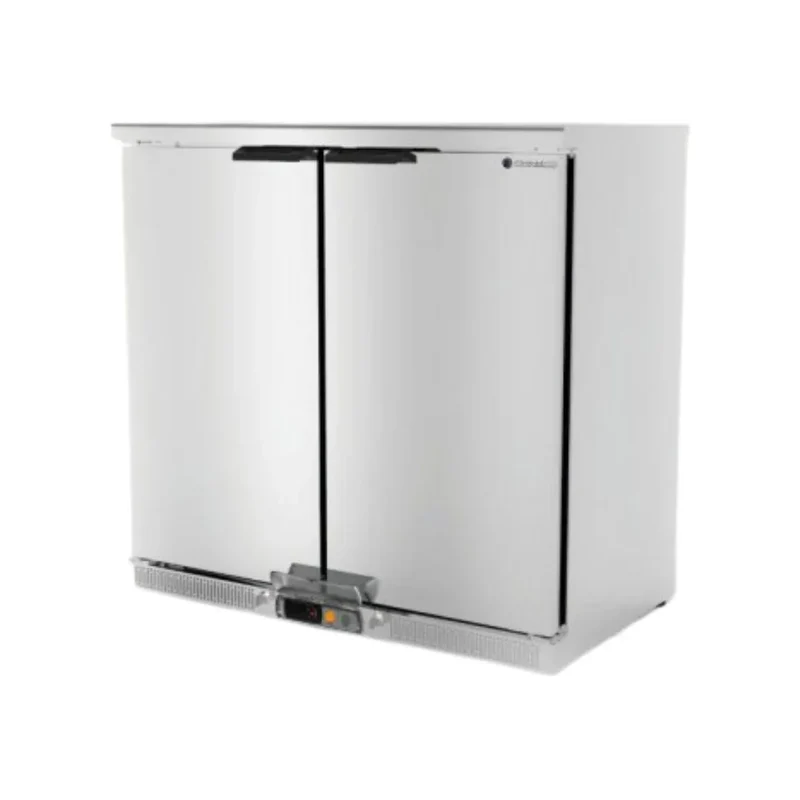 Arrière bar en inox 2 portes pleines battantes +2/+8°C