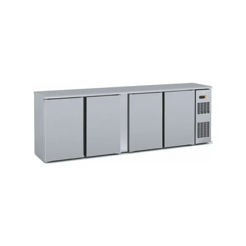 Arrière bar en inox 4 portes pleines battantes +2/+8°C