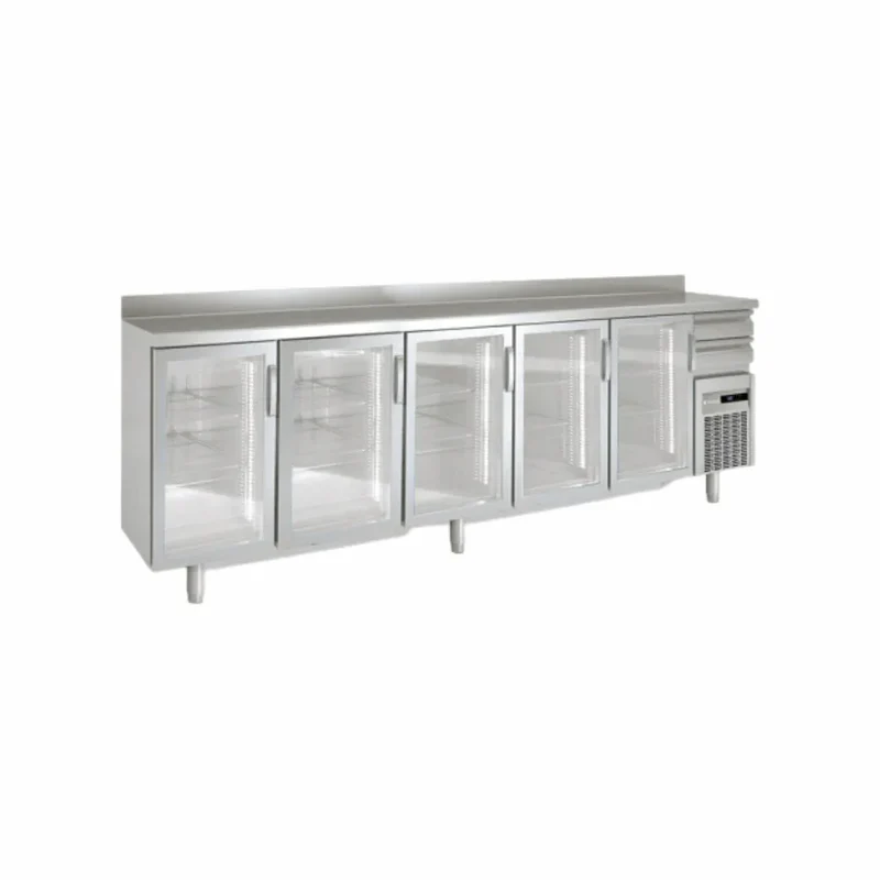 Arrière bar en inox 4 portes vitrées battantes +2/+8°C gamme TOP