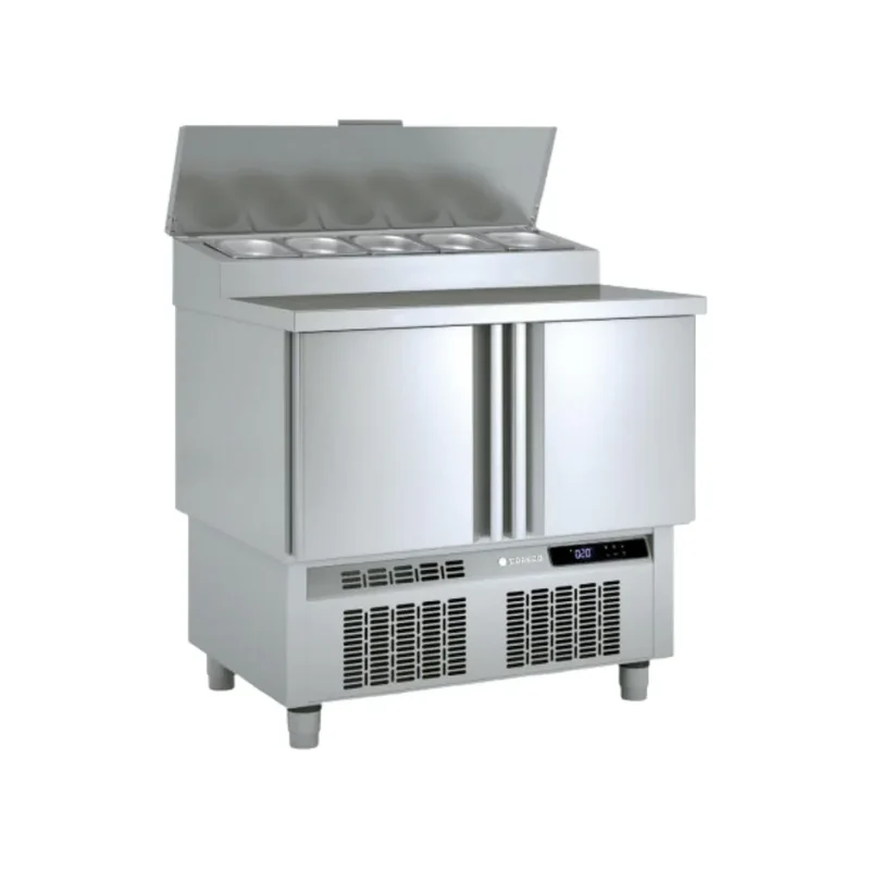 Meuble saladette plan en inox GN 1/1 réfrigérée positive 0/+8°C gamme TOP