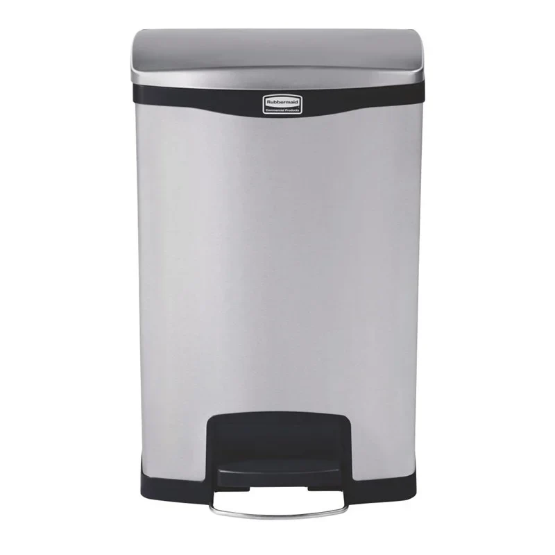 Poubelle à pédale Rubbermaid Slim Jim Front Step en acier inoxydable 50 L
