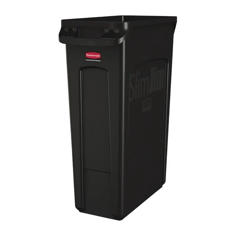 Poubelle Rubbermaid Slim Jim avec fentes d’aération noire 87L