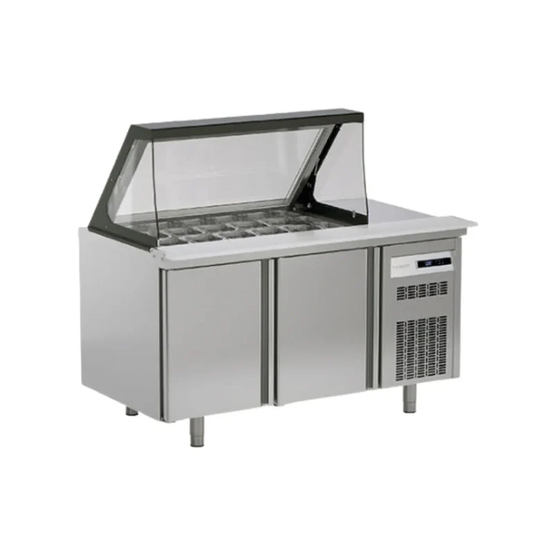 Meuble salade-bar avec vitre frontale rabattable réfrigérée positive 0/+8°C gamme TOP