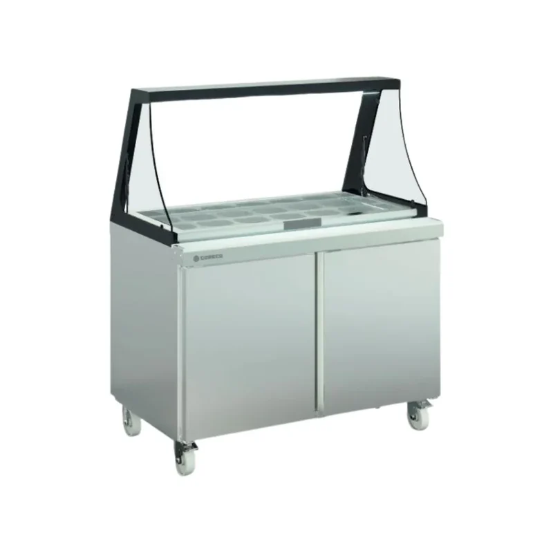 Meuble salade-bar avec vitre frontale rabattable réfrigérée positive 0/+8°C gamme TOP