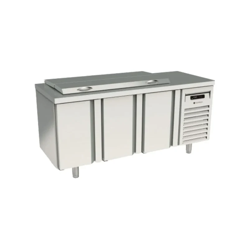 Meuble de préparation GN 1/1 refrigérée positive 0/+8°C gamme TOP - 3 portes