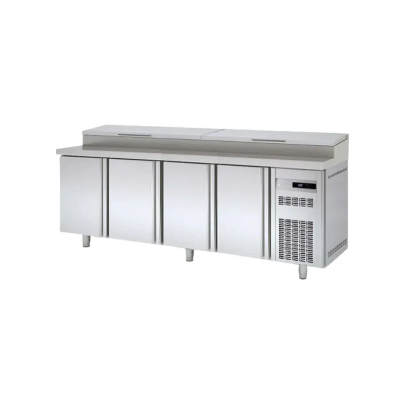 Meuble de préparation saladette bac GN 1/4 réfrigéréé positive 0/+8°C gamme TOP - 4 portes