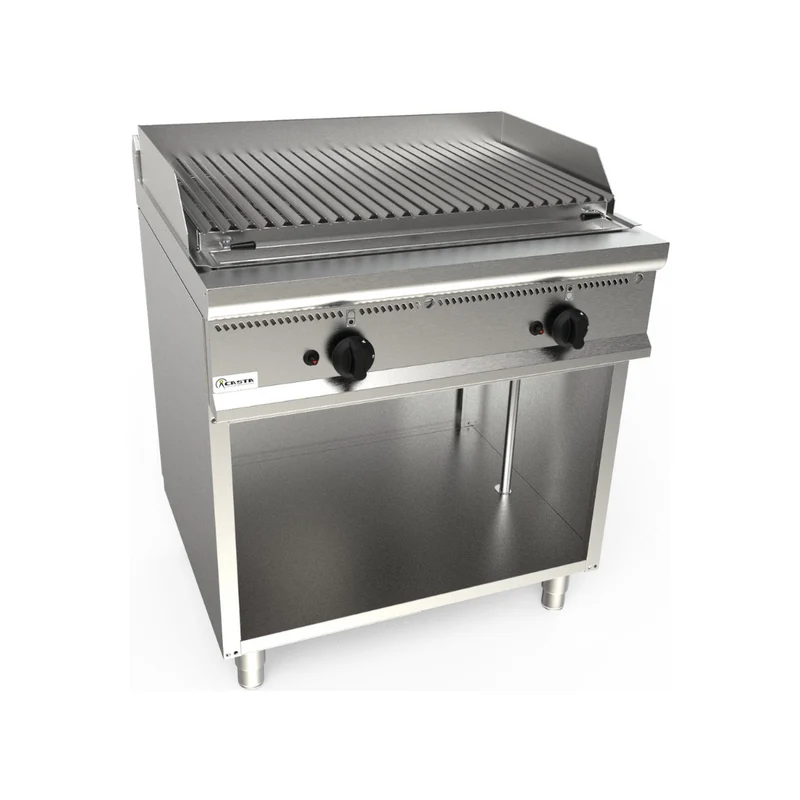 Grillade à pierres volcaniques sur meuble ouvert - 2 grilles