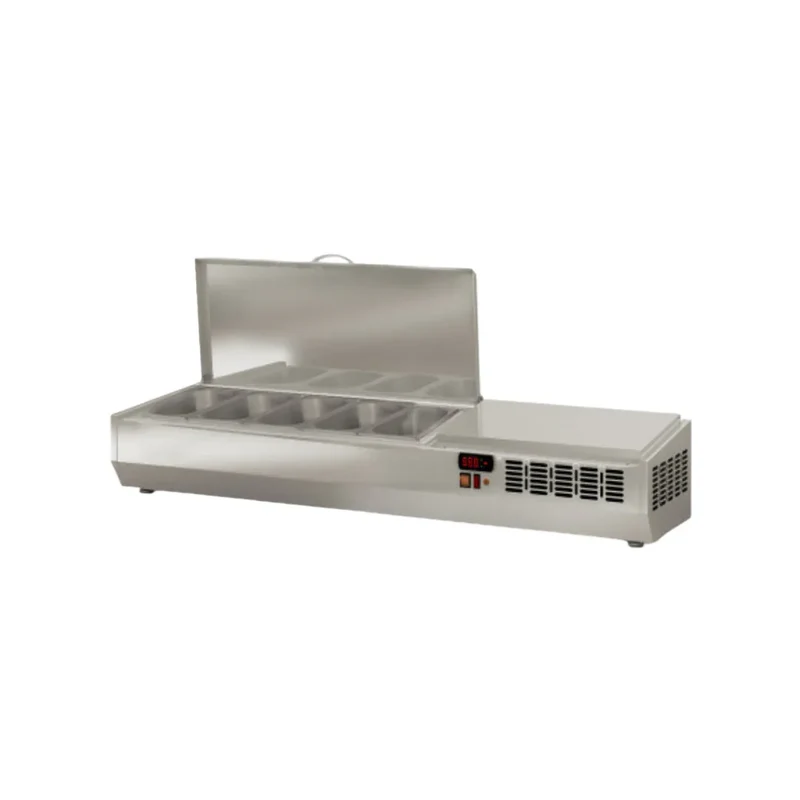 Présentoir à ingrédient couvercle inox 5 x GN 1/4 réfrigérée positive 0/+8°C