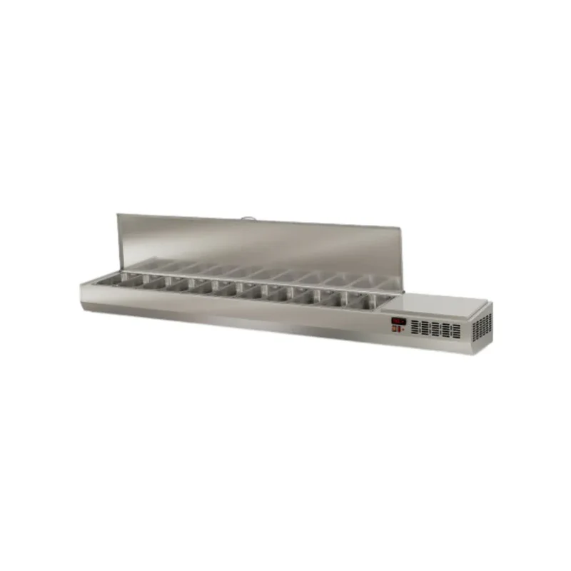 Présentoir à ingrédient couvercle inox 11 x GN 1/3 réfrigérée positive 0/+8°C - 2545x396x436mm