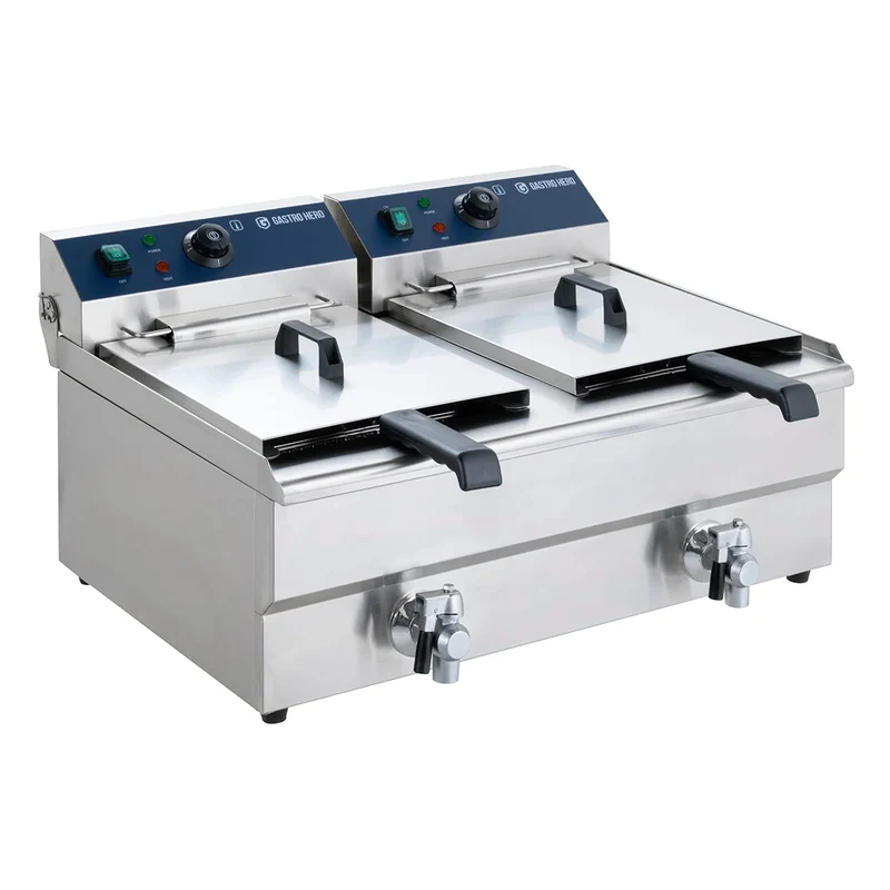 Friteuse électrique double ECO 13+13 litres avec robinet de vidange, 2x 5000 W, 400 V