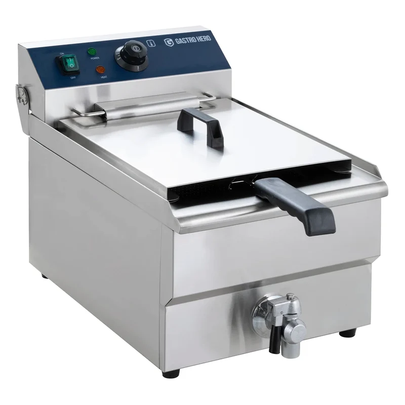 Friteuse électrique ECO 13 litres avec robinet de vidange, 5 kW, 400 V