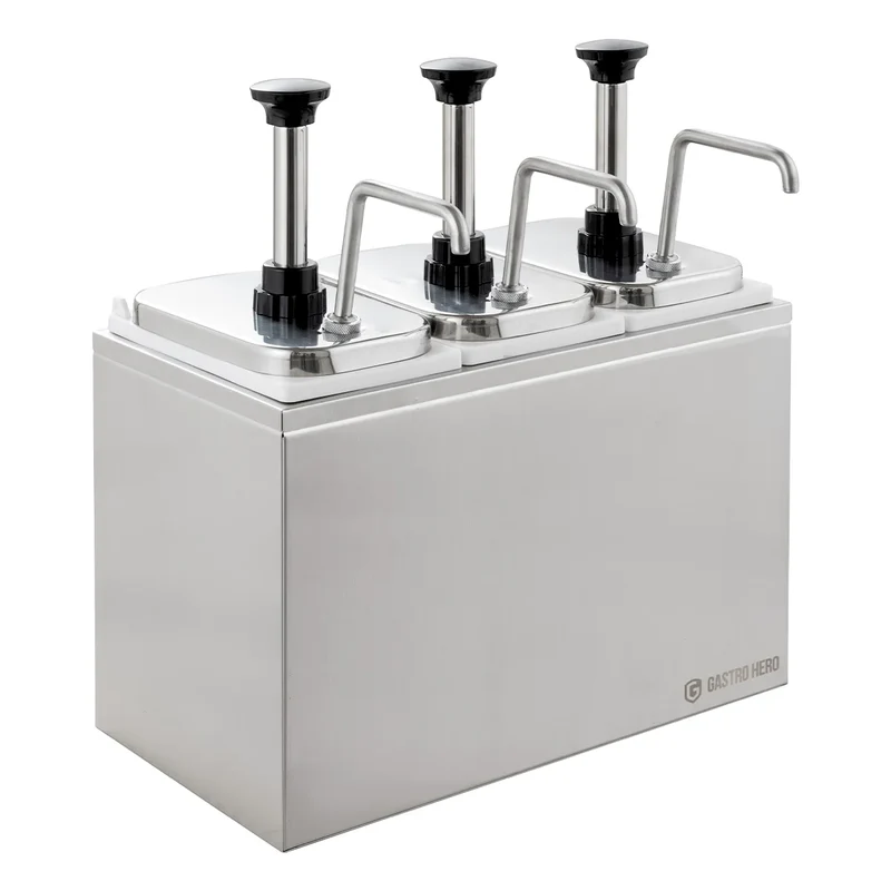 Distributeur de sauces - 3 x 3 litres - Pompe doseuse en acier inoxydable