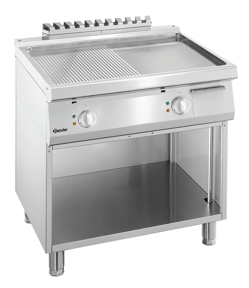 Plaque grill 700, L600, 1/2 lisse + 1/2 nervurée SO