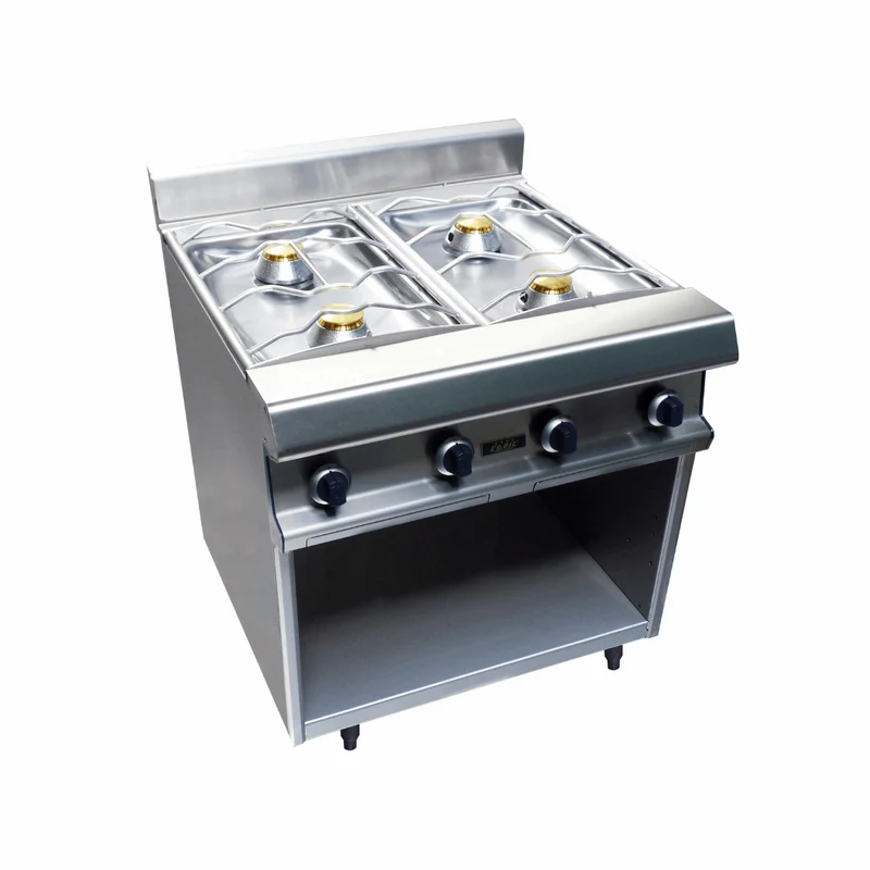 4 feux nus gaz sur meuble ouvert