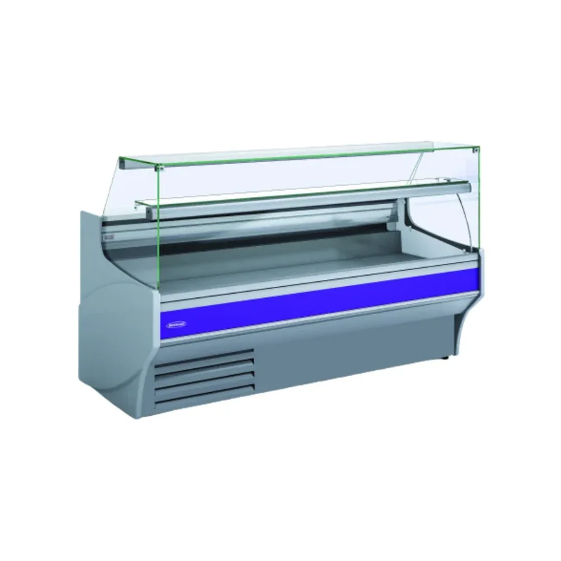Vitrine de présentation 940 vitre droite froid ventilé +2/+8°C avec réserve - 2025x940x1235mm