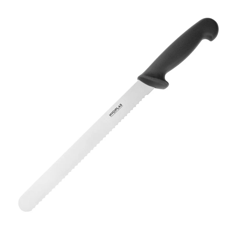 Couteau à trancher denté Hygiplas noir 248mm