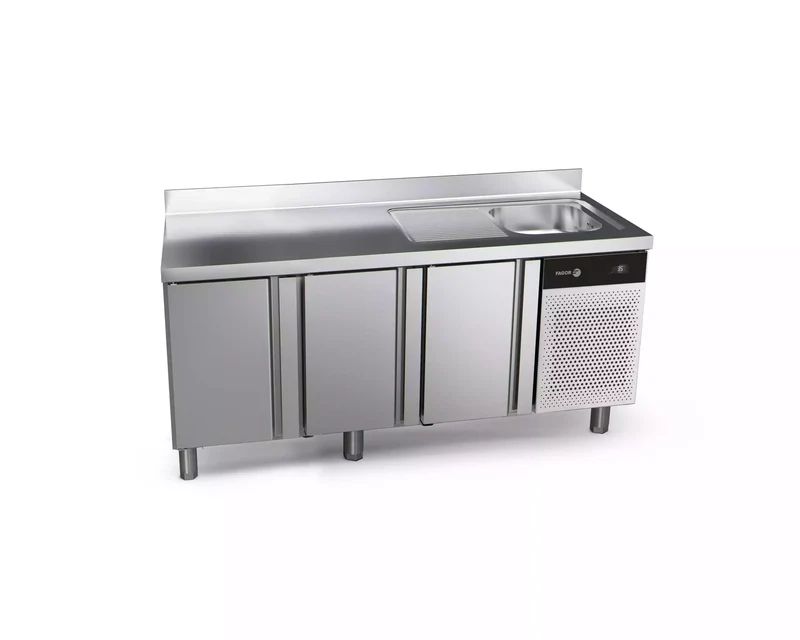 Table réfrigérée positive avec évier FAGOR 3 portes - gamme 600 - 416L