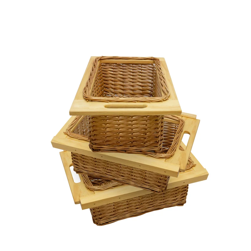 Lot de 3 Paniers Coulissants en Pin 400 mm