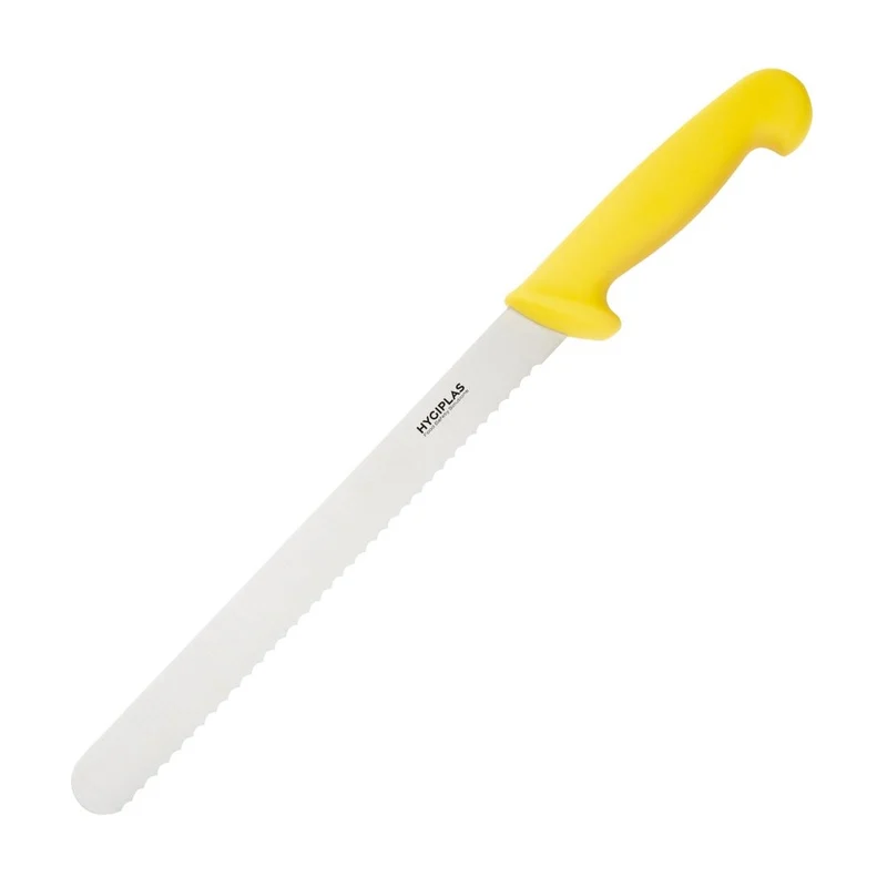 Couteau à trancher denté Hygiplas jaune 248mm