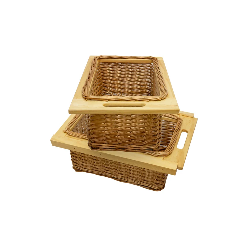 Lot de 2 Paniers Coulissants en Pin 400 mm