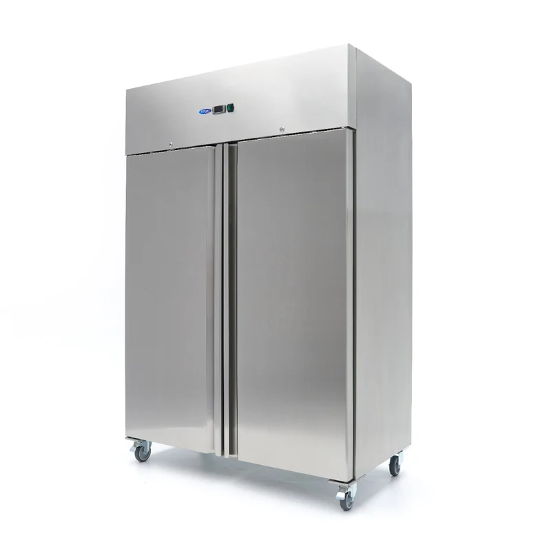 Réfrigérateur - 800 L - 6 étagères réglables - acier inoxydable - sur roulettes
