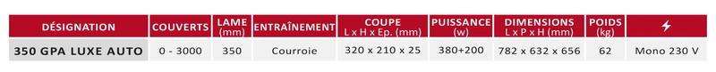 Trancheur automatique professionnel GPA LUXE AUTO - 350 mm - Delcoupe