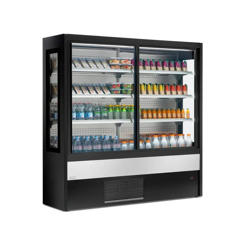Vitrine murale réfrigérée portes coulissantes 4 niveaux inclinés +2/+8°C - OLIMPO