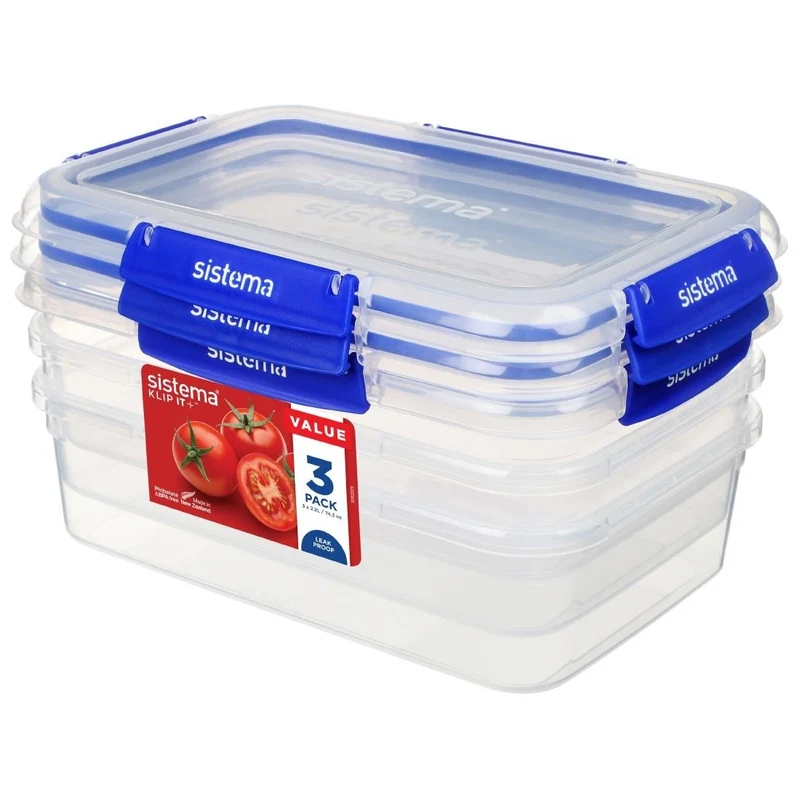 Boîtes alimentaires rectangulaires Sistema Klip It Plus 2L (lot de 3)
