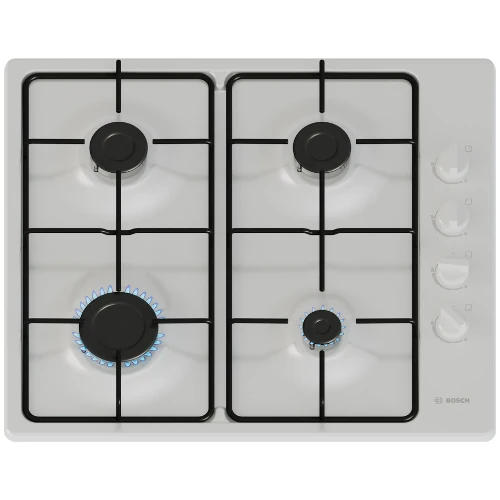 Série 2, Table gaz, 60 cm, Email, Blanc BOSCH PBP6B2K80