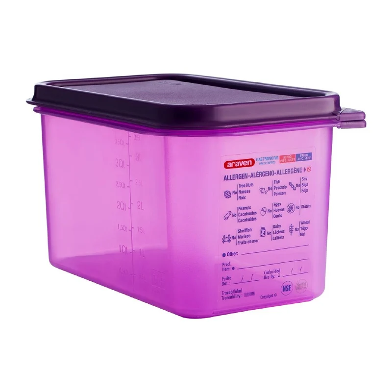 Bac hermétique violet antiallergénique GN1/4 Araven 4,3L