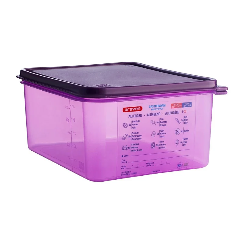 Bac hermétique violet antiallergénique GN 1/2 Araven 10L