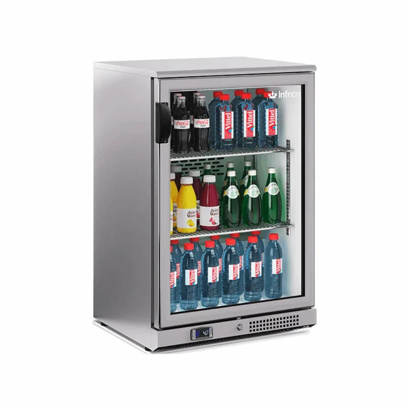 Arrière bar inox réfrigérée positive 1 porte vitrée 600x510x920mm