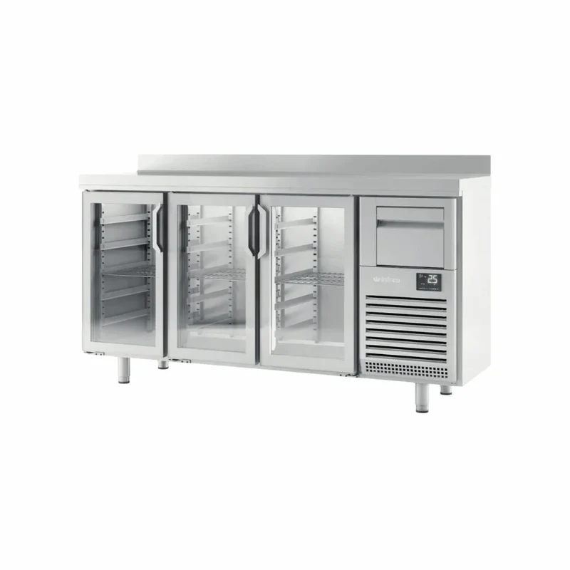 Arrière bar réfrigérée positive -2/+8°C 3 portes vitrées 1960x600x1050mm