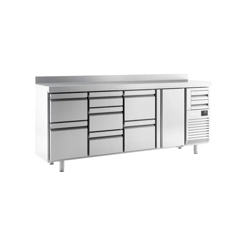 Arrière bar réfrigérée positive -2/+8°C 4 portes vitrées 2452x600x1050mm