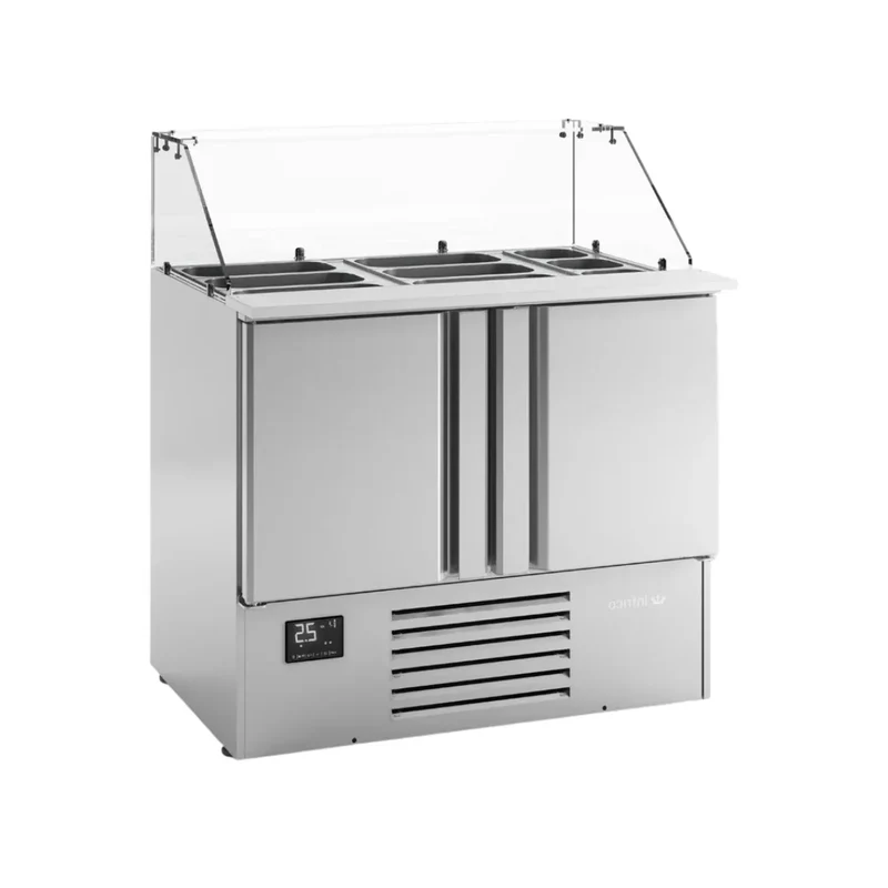 Saladette ouverte réfrigérée positive vitrée 0/+6°C 2 portes 978x700x885mm