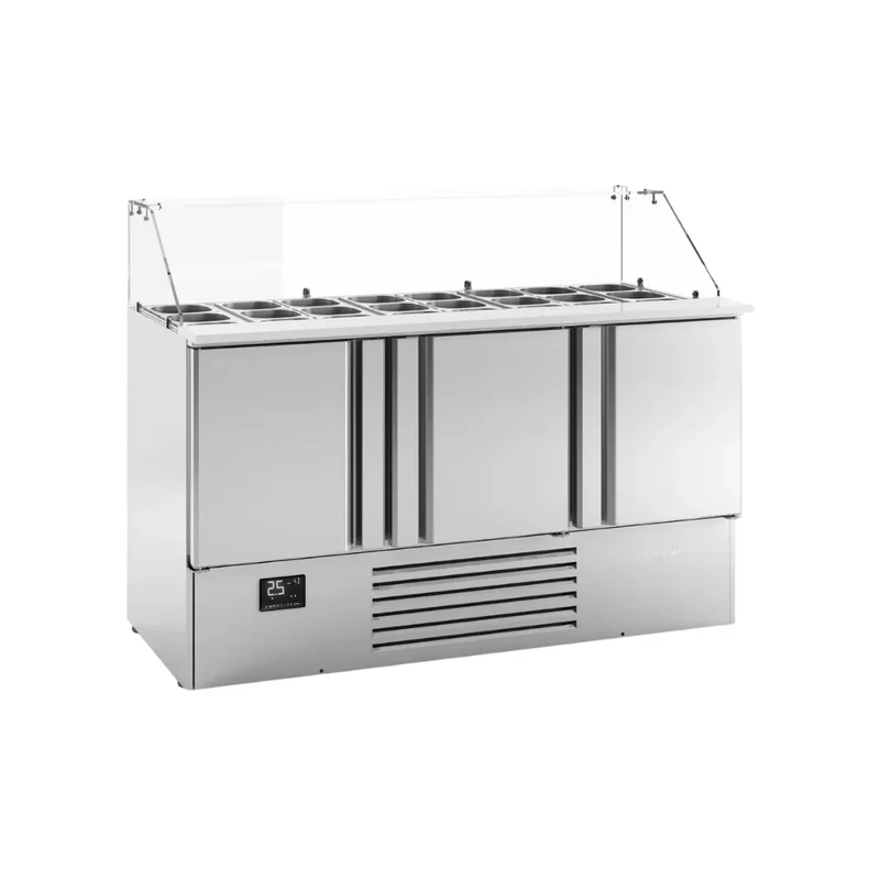 Saladette ouverte réfrigérée positive0/+6°C vitrée 3 portes