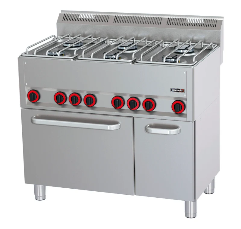 Fourneau gaz 6 feux avec four électrique ventilé GN 1/1 P 99