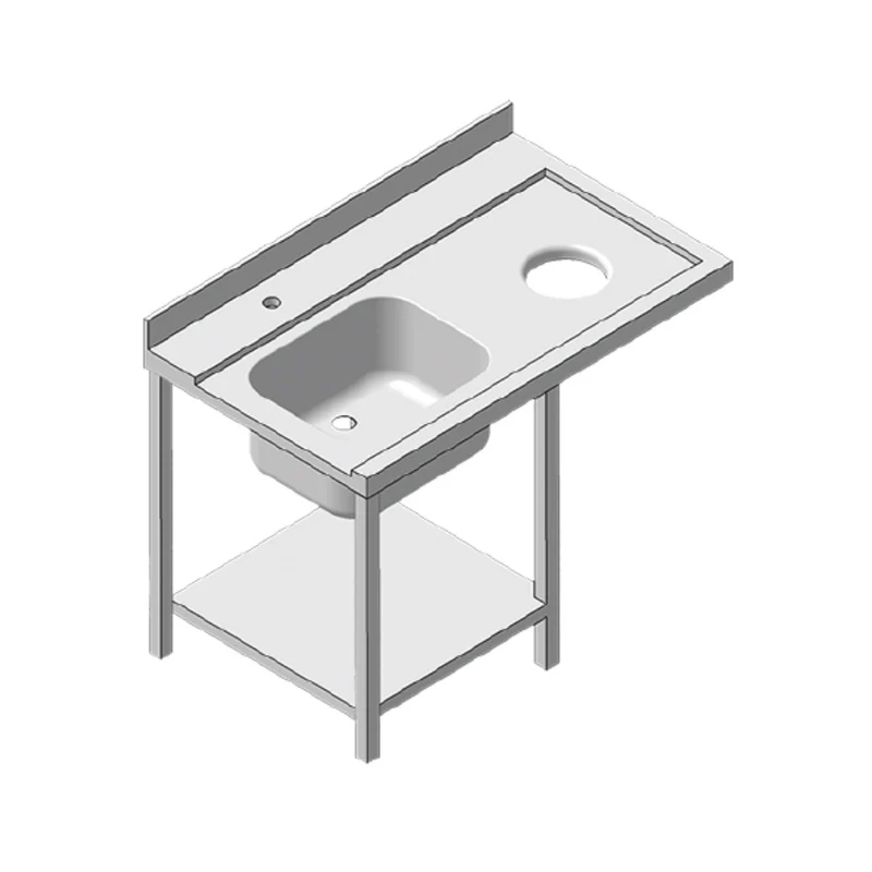 Table entrée 2 pieds + 1 bac gauche/droite