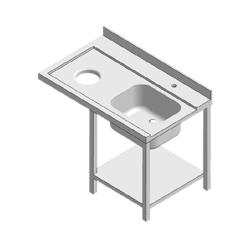 Table entrée 2 pieds + 1 bac gauche/droite avec TVO longueur 1200