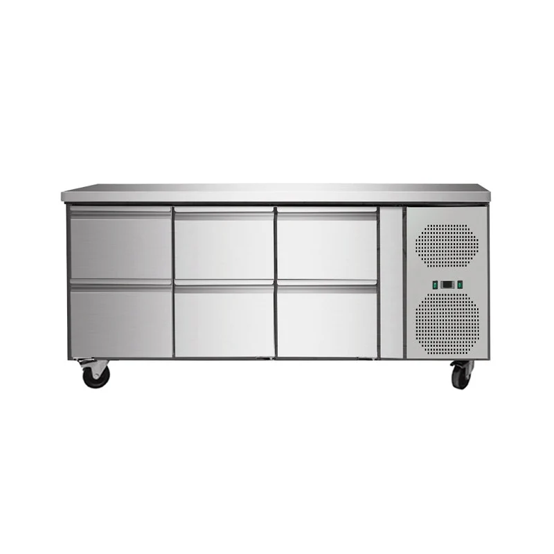 Meuble réfrigérée Positive 6 tiroirs, 1795x700x 860 mm - Skyrainbow THP3100TN6D