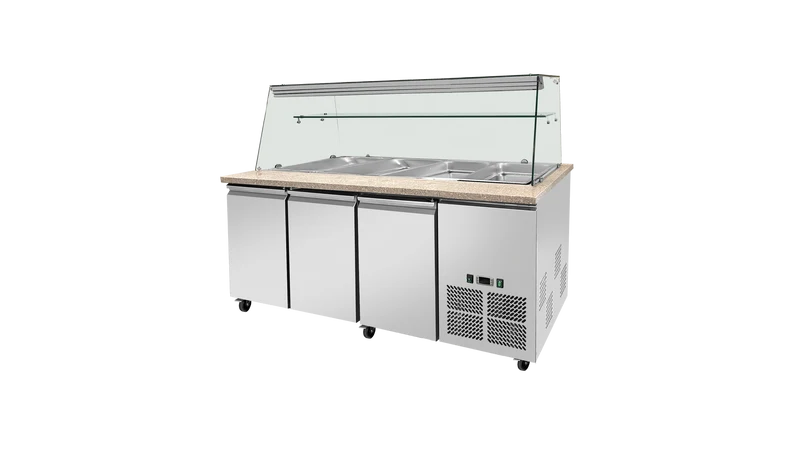 Saladette réfrigérée Boisée - 3 portes, GN 1/1 x 5 - Skyrainbow THSAI188RG