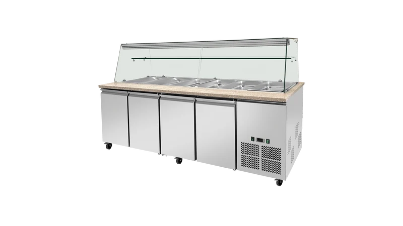 Saladette réfrigérée Boisée - 4 portes,GN 1/1 x 6 - Skyrainbow THSAI228RG