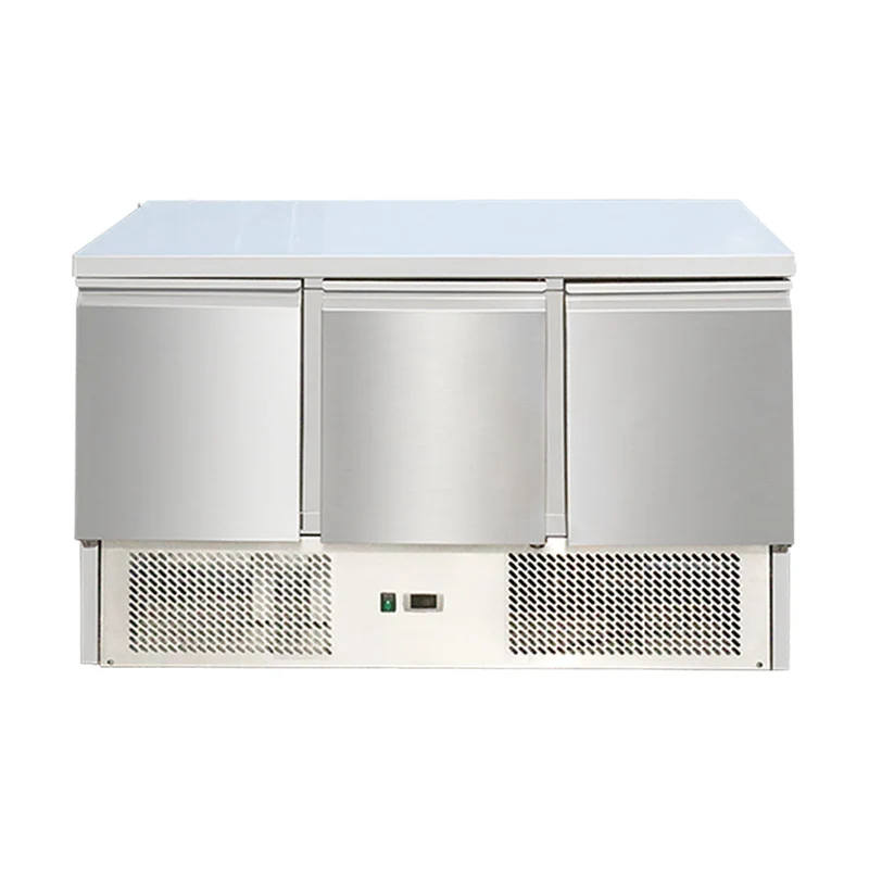 Saladette réfrigérée 3 portes 1365 x 700 x 870 mm - Skyrainbow THS903SSTOP